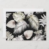 豪華な銀色の熱帯結婚の葉 招待状 (裏面)