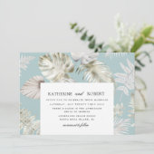 豪華な銀色の熱帯結婚の葉 招待状 (スタンド正面)