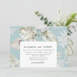 豪華な銀色の熱帯結婚の葉 招待状