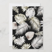 豪華な銀色の熱帯結婚の葉 招待状 (裏面)