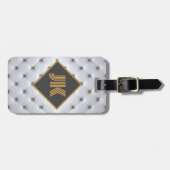 豪華な銀金ゴールドタフテッドモノグラム ラゲッジタグ (正面横)