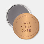 豪華な銅の金ゴールドバーガンディ結婚式の日付を保存 マグネット (正面/裏面)