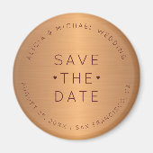 豪華な銅の金ゴールドバーガンディ結婚式の日付を保存 マグネット (正面)