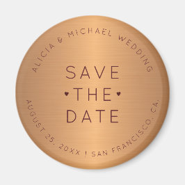 豪華な銅の金ゴールドバーガンディ結婚式の日付を保存 マグネット