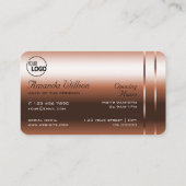 豪華な銅赤面光沢のあるダイヤモンドとロゴ 名刺 (裏面)