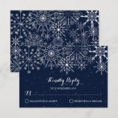豪華な雪片- RSVPカードを結婚する冬 出欠カード (正面/裏面)