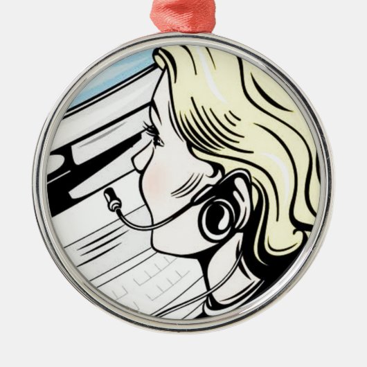 豪華な電話オペレータ メタルオーナメント (正面)