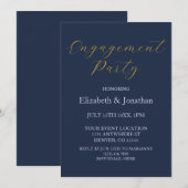 豪華な青のエンゲージメントパーティー 招待状 (正面/裏面)