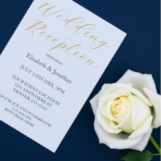 豪華な青の結婚式の披露宴 招待状