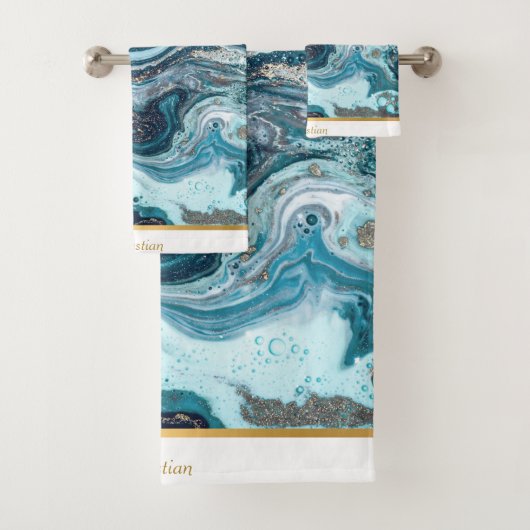 豪華な青海インスパイア大理石タオルのセット バスタオルセット (インサイチュ)