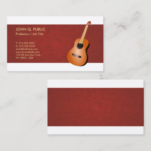 豪華な音楽の先生のギターのエレガントな絹の終わり 名刺 (正面/裏面)