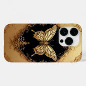 豪華な額縁デザインの中のゴールデンバタフライ Case-Mate iPhoneケース (裏面 (横))