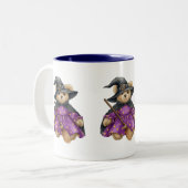 豪華な魔女、テディベア、ハロウィーン、作家ナターシャ ツートーンマグカップ (正面左)