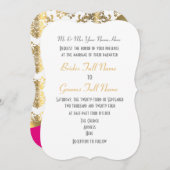 豪華な鮮やかなピンクと金ゴールドのダマスクの結婚式 招待状 (正面/裏面)