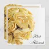 豪華な黄色のバラのバット・ミツバの招待状 招待状 (正面/裏面)