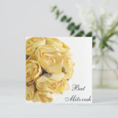 豪華な黄色のバラのバット・ミツバの招待状 招待状 (スタンド正面)