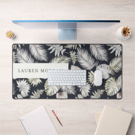 豪華な黄金のトロピック緑のモノグラム デスクマット