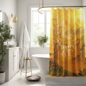 豪華な黄金の夜明け化極東インスパイア シャワーカーテン