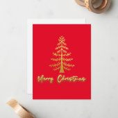 豪華な黄金の木のクリスマス伝統的レッド ノートカード (正面/裏面インサイチュ)