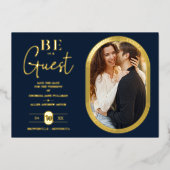 豪華な黄金の楕円形の魅力的フレーム結婚写真 箔招待状 (正面)