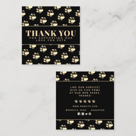 豪華な黄金の足のパタ感謝していーン スクエア名刺 (正面/裏面)