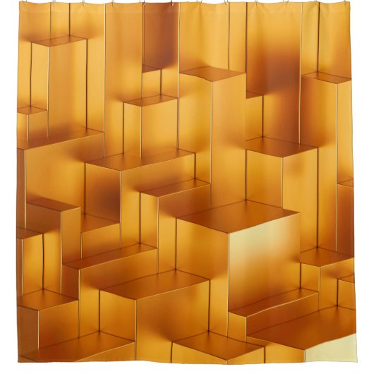 豪華な黄金形状の幾何学的シームレスパターン シャワーカーテン (正面)