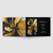 豪華な黒い金ゴールドは大理石結婚を食べる ゲストブック (全面)