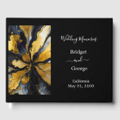 豪華な黒い金ゴールドは大理石結婚を食べる ゲストブック (正面)