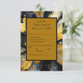 豪華な黒い金ゴールド結婚瑪瑙 出欠カード (スタンド正面)