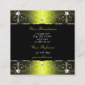 豪華な黒い黄色華美のオーナメントと写真 スクエア名刺 (裏面)