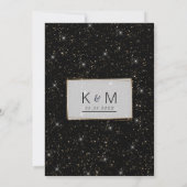 豪華な黒とゴールドの抽象的なグリッターコンフェッティ ウェディング 招待状 (裏面)