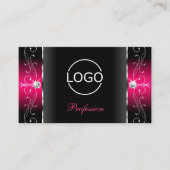 豪華な黒とピンクの四角い宝石にロゴを追加 名刺 (正面)