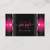豪華な黒とピンクの角の宝石モノグラム 名刺 (正面)