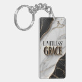 豪華な黒と白の大理石と金ゴールドアクセント キーホルダー (正面左)