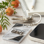 豪華な黒と白の大理石と金ゴールドアクセント キーホルダー (正面右)