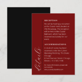 豪華な黒と赤の結婚式 エンクロージャーカード