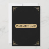 豪華な黒と金のイスラム教の結婚式 招待状 (裏面)