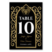豪華な黒と金のゴシックウェディングの装飾枠 テーブルナンバー (裏面)