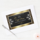 豪華な黒と金ゴールドの製品ラベル宝石ロゴ 長方形シール (封筒)