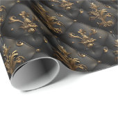 豪華な黒と金ゴールドバロック模様 ラッピングペーパー (ロールコーナー)