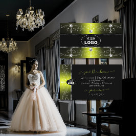 豪華な黒と黄色の華美縁ど追加ロゴ 名刺