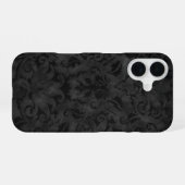 豪華な黒のブロケードデザイン iPhone 16ケース (裏面横)