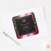 豪華な黒の光沢のある赤い緑のロゴ製品ラベル スクエアシール (封筒)