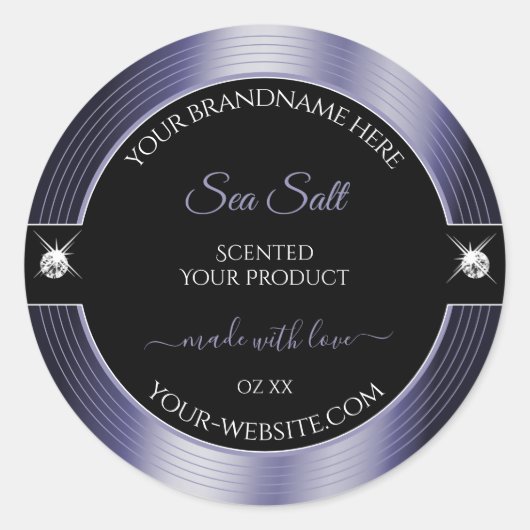 豪華な黒の光沢のある鮮やかな製品ラベル ラウンドシール (正面)