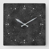 豪華な黒の単色の光の背景 スクエア壁時計 (正面)