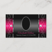 豪華な黒ピンクの四角い宝石と写真 名刺 (正面)