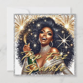 豪華な黒人女性がシャンパンを開ける新年, カード (正面)