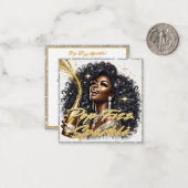 豪華な黒人女性がシャンパンを開ける ノートカード (正面/裏面インサイチュ)