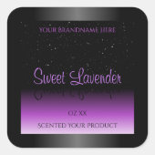 豪華な黒紫色の製品ラベルソフトグリッター スクエアシール (正面)