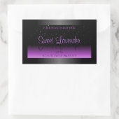 豪華な黒紫色の製品ラベルソフトグリッター 長方形シール (バッグ)